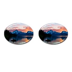 Tree Near Mountain Range Cufflinks (oval) by Pakrebo