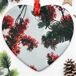 Red Petaled Flowers Heart Ornament (Two Sides) Back