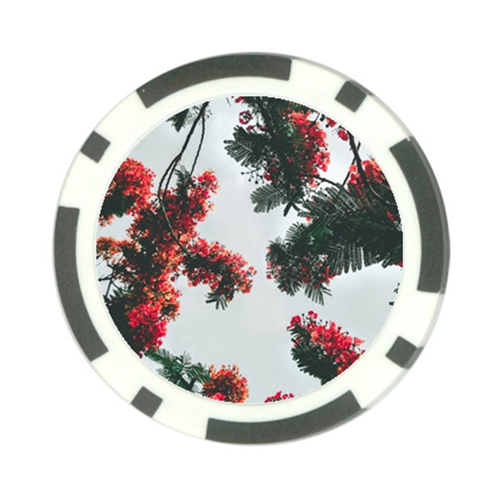 Red Petaled Flowers Poker Chip Card Guard (10 pack)