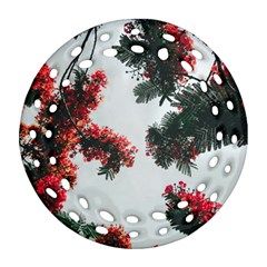 Red Petaled Flowers Ornament (round Filigree)