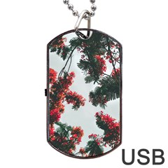 Red Petaled Flowers Dog Tag Usb Flash (one Side) by Pakrebo