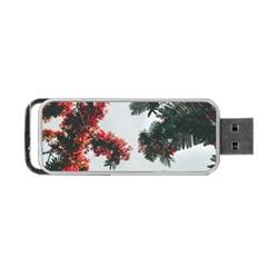 Red Petaled Flowers Portable Usb Flash (one Side) by Pakrebo