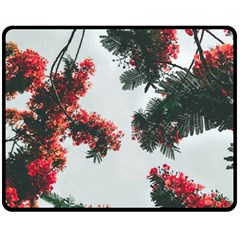 Red Petaled Flowers Double Sided Fleece Blanket (medium)  by Pakrebo