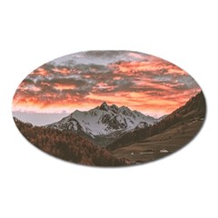 Scenic View Of Snow Capped Mountain Oval Magnet by Pakrebo