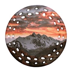 Scenic View Of Snow Capped Mountain Ornament (round Filigree)