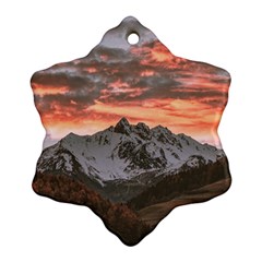 Scenic View Of Snow Capped Mountain Snowflake Ornament (two Sides) by Pakrebo