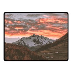 Scenic View Of Snow Capped Mountain Double Sided Fleece Blanket (small)  by Pakrebo