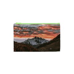 Scenic View Of Snow Capped Mountain Cosmetic Bag (xs) by Pakrebo