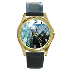 Architectural Design Architecture Building Business Round Gold Metal Watch by Pakrebo