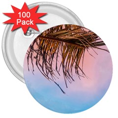 Two Green Palm Leaves On Low Angle Photo 3  Buttons (100 Pack)  by Pakrebo