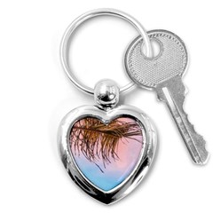 Two Green Palm Leaves On Low Angle Photo Key Chain (heart) by Pakrebo