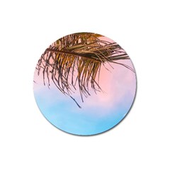 Two Green Palm Leaves On Low Angle Photo Magnet 3  (round) by Pakrebo