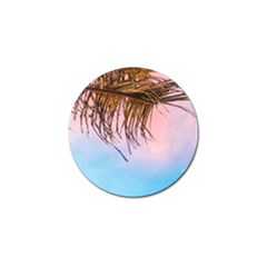 Two Green Palm Leaves On Low Angle Photo Golf Ball Marker by Pakrebo