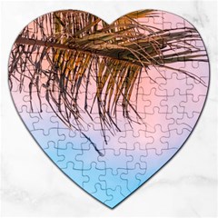 Two Green Palm Leaves On Low Angle Photo Jigsaw Puzzle (heart) by Pakrebo