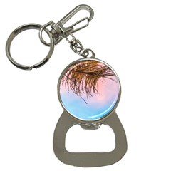 Two Green Palm Leaves On Low Angle Photo Bottle Opener Key Chain by Pakrebo