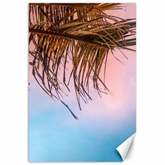 Two Green Palm Leaves On Low Angle Photo Canvas 20  X 30  by Pakrebo