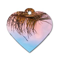 Two Green Palm Leaves On Low Angle Photo Dog Tag Heart (two Sides) by Pakrebo