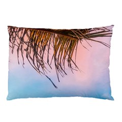 Two Green Palm Leaves On Low Angle Photo Pillow Case by Pakrebo