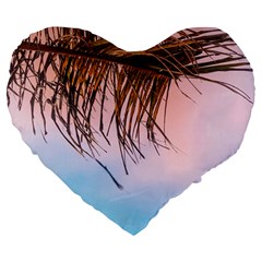 Two Green Palm Leaves On Low Angle Photo Large 19  Premium Flano Heart Shape Cushions by Pakrebo