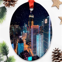 High Rise Buildings With Lights Ornament (Oval)