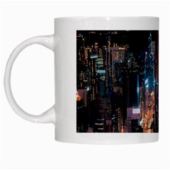 High Rise Buildings With Lights White Mugs