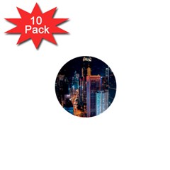 High Rise Buildings With Lights 1  Mini Buttons (10 Pack)  by Pakrebo