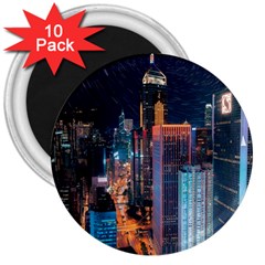 High Rise Buildings With Lights 3  Magnets (10 pack) 