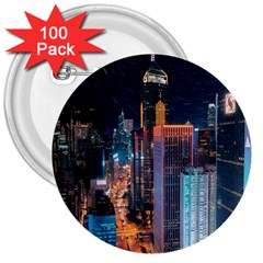 High Rise Buildings With Lights 3  Buttons (100 pack) 