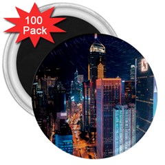 High Rise Buildings With Lights 3  Magnets (100 pack)