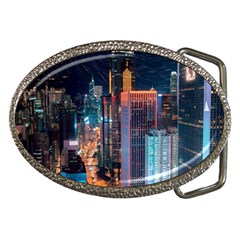 High Rise Buildings With Lights Belt Buckles