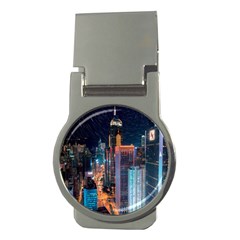 High Rise Buildings With Lights Money Clips (Round) 