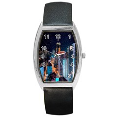 High Rise Buildings With Lights Barrel Style Metal Watch