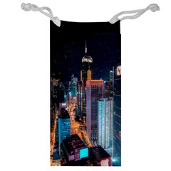 High Rise Buildings With Lights Jewelry Bag by Pakrebo