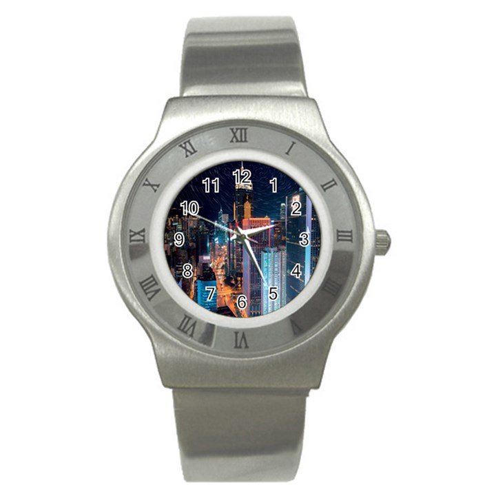 High Rise Buildings With Lights Stainless Steel Watch