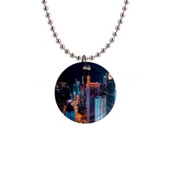 High Rise Buildings With Lights 1  Button Necklace