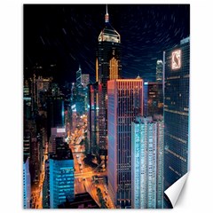 High Rise Buildings With Lights Canvas 11  x 14 