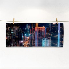 High Rise Buildings With Lights Hand Towel