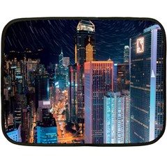 High Rise Buildings With Lights Double Sided Fleece Blanket (Mini) 