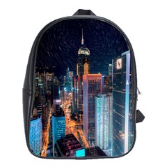 High Rise Buildings With Lights School Bag (Large)