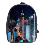 High Rise Buildings With Lights School Bag (Large) Front