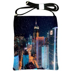 High Rise Buildings With Lights Shoulder Sling Bag