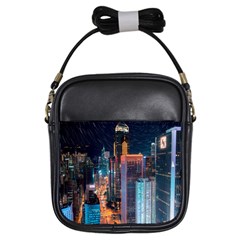 High Rise Buildings With Lights Girls Sling Bag