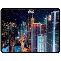 High Rise Buildings With Lights Fleece Blanket (large)  by Pakrebo