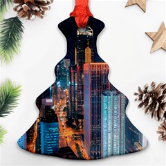 High Rise Buildings With Lights Christmas Tree Ornament (Two Sides)