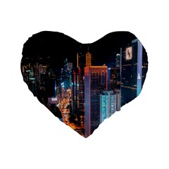 High Rise Buildings With Lights Standard 16  Premium Heart Shape Cushions