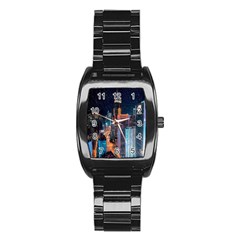 High Rise Buildings With Lights Stainless Steel Barrel Watch