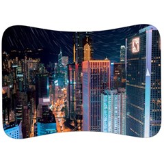 High Rise Buildings With Lights Velour Seat Head Rest Cushion