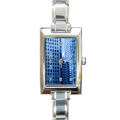 City Blue Building Construction Rectangle Italian Charm Watch by Pakrebo