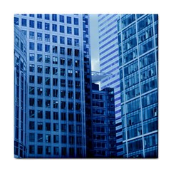 City Blue Building Construction Tile Coasters by Pakrebo