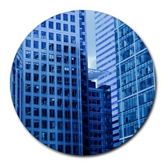 City Blue Building Construction Round Mousepads